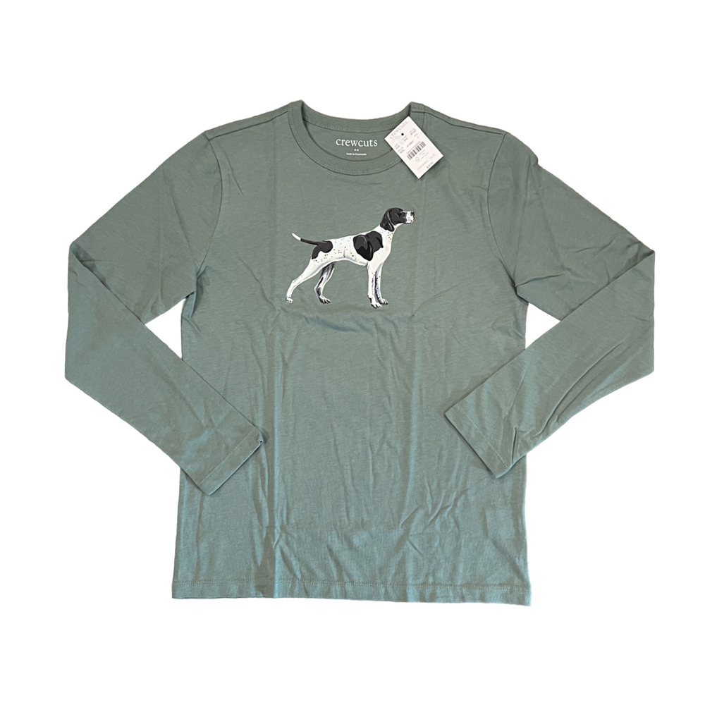 NWT J. Crew Boys' Green W/Pointer Dog Graphic Tee